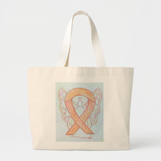 Peach Awareness Ribbon Custom Art Toag Jumbo Stoffbeutel (Vorne)