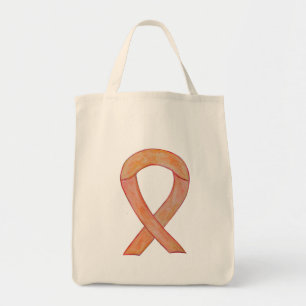 Peach Awareness Ribbon Custom Art Toag Tragetasche