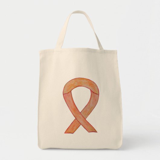 Peach Awareness Ribbon Custom Art Toag Tragetasche (Vorne)