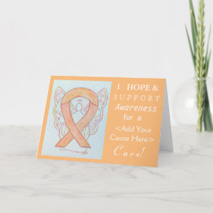 Peach Awareness Ribbon Custom Ursache Engel Cards Karte