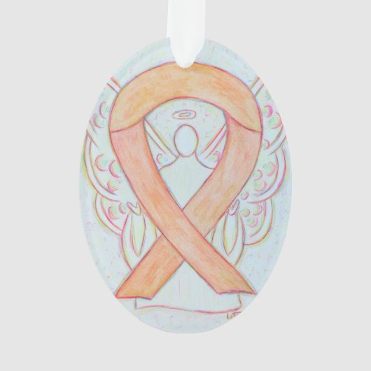 Peach Awareness Ribbon Engel Ornament Anhänger (Rückseite)