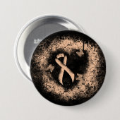 Peach Awareness Ribbon Grunge Herz Button (Vorne & Hinten)