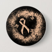 Peach Awareness Ribbon Grunge Herz Button (Vorderseite)