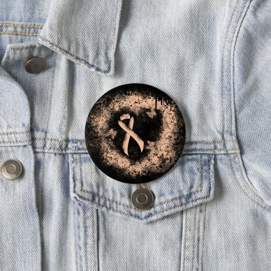 Peach Awareness Ribbon Grunge Herz Button (Beispiel)