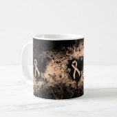 Peach Awareness Ribbon Grunge Herz Kaffeetasse (Vorderseite Links)