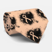 Peach Awareness Ribbon Grunge Herz Krawatte (Gerollt)