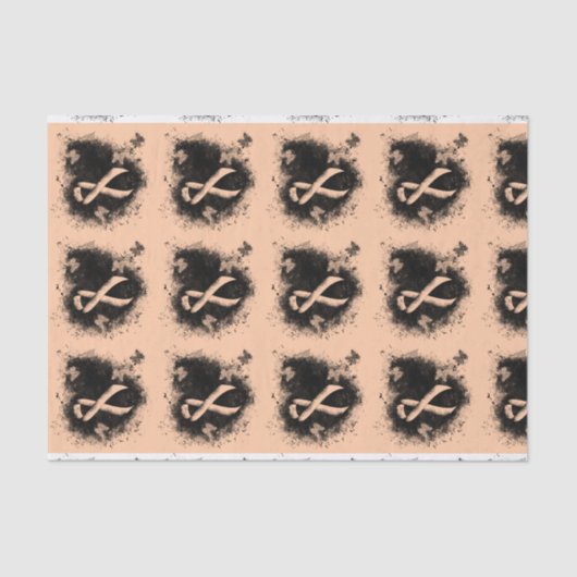 Peach Awareness Ribbon Grunge Herz Seidenpapier (Vorderseite)