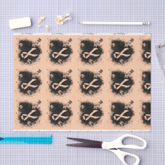 Peach Awareness Ribbon Grunge Herz Seidenpapier (Handwerk)