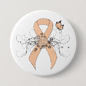 Peach Awareness Ribbon mit Butterfly Button (Vorderseite)