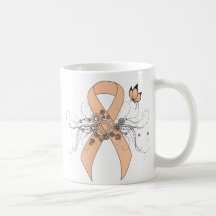Peach Awareness Ribbon mit Butterfly