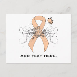 Peach Awareness Ribbon mit Butterfly Postkarte