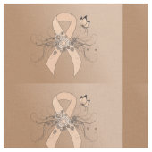 Peach Awareness Ribbon mit Butterfly Stoff (Nahaufnahme)