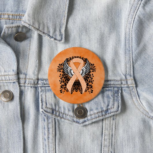 Peach Awareness Ribbon mit Flügeln Button (Beispiel)
