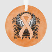 Peach Awareness Ribbon mit Flügeln Ornament (Rückseite)