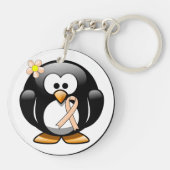 Peach Awareness Ribbon Penguin Schlüsselanhänger (Rückseite)