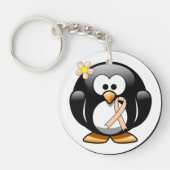 Peach Awareness Ribbon Penguin Schlüsselanhänger (Vorderseite)