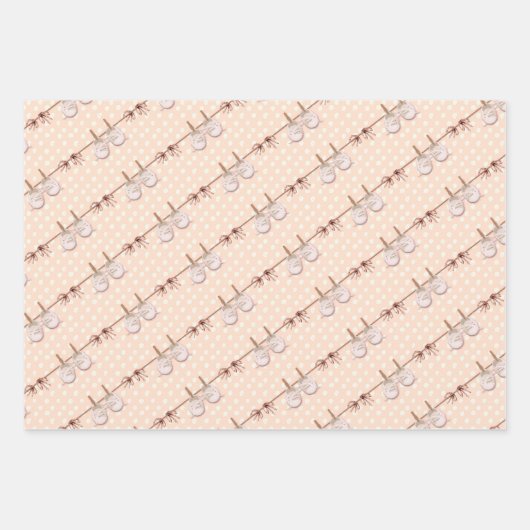 Peach Baby Bow Dusche Geschenkpapier Set (Vorderseite)