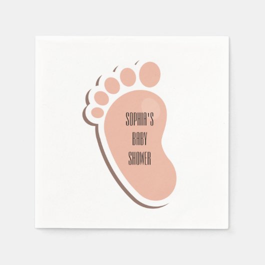 Peach Baby Footprint Baby Dusche Serviette (Vorderseite)