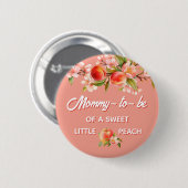 Peach Baby Shower Family Mom Button (Vorne & Hinten)
