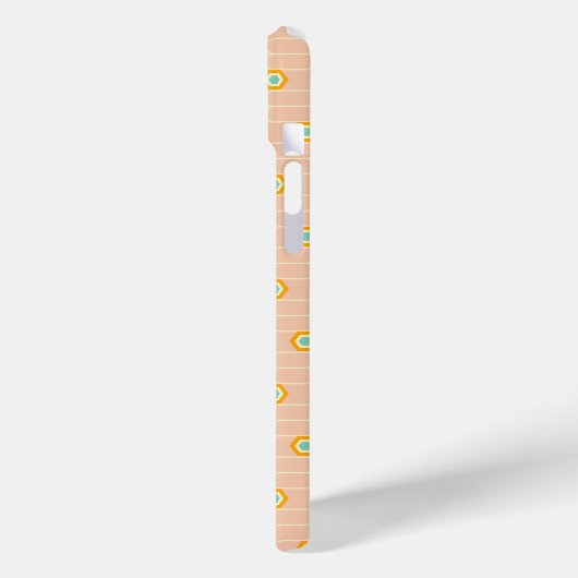 Peach background hexagonal floral pattern  Case-Mate iPhone hülle (Rückseite / Links)