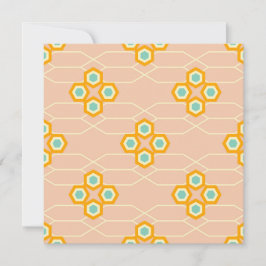 Peach background hexagonal floral pattern  dankeskarte