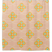 Peach background hexagonal floral pattern  duschvorhang (Vorderseite)