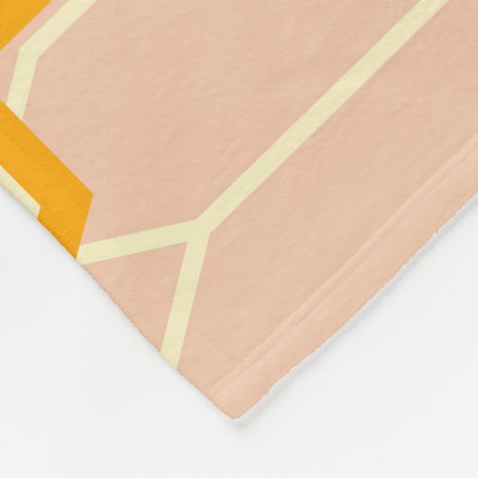 Peach background hexagonal floral pattern  fleecedecke (Ecke)