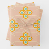 Peach background hexagonal floral pattern  geschenkpapier set (Beispiel)