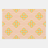 Peach background hexagonal floral pattern  geschenkpapier set (Vorderseite)
