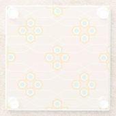 Peach background hexagonal floral pattern  glasuntersetzer (Rückseite)