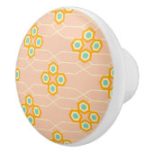 Peach background hexagonal floral pattern  keramikknauf (Rechts)