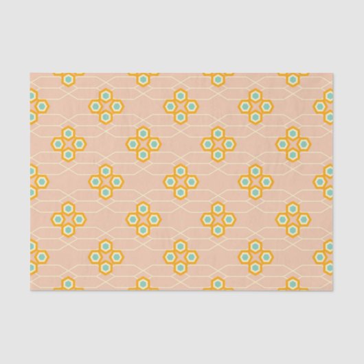 Peach background hexagonal floral pattern  seidenpapier (Vorderseite)