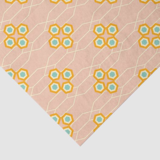Peach background hexagonal floral pattern  seidenpapier (Ausschnitt)