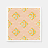 Peach background hexagonal floral pattern  serviette (Vorderseite)