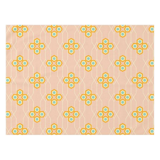 Peach background hexagonal floral pattern  tischdecke (Vorderseite (Horizontal))