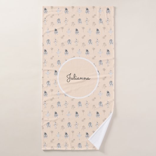 Peach Ballerina und Blume Badehandtuch (Badehandtuch)