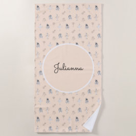 Peach Ballerina und Blume Strandtuch