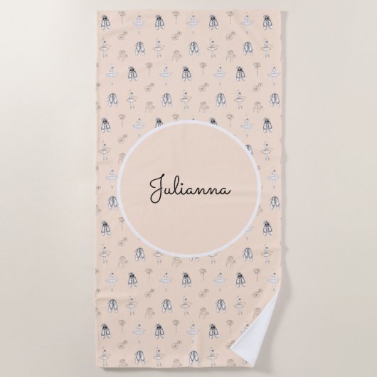 Peach Ballerina und Blume Strandtuch (Vorderseite)