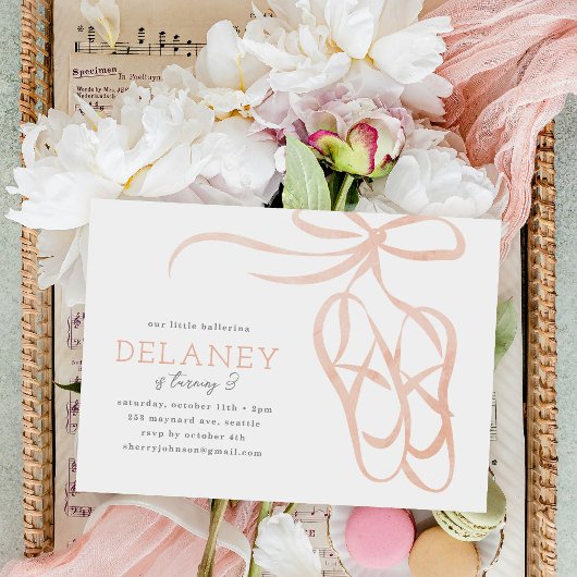 Peach Ballet Slippers Geburtstagsparty Einladung