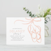 Peach Ballet Slippers Geburtstagsparty Einladung (Stehend Vorderseite)