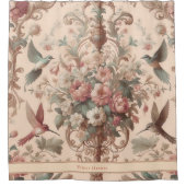Peach Baroque Rokoko Floral Duschvorhang (Vorderseite)