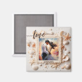 Peach Beach Muscheln Liebe Foto Magnet (Vorderseite/Rückseite)