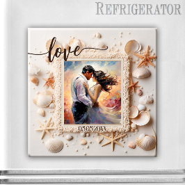 Peach Beach Muscheln Liebe Foto Magnet