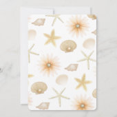 Peach Beach Seashells & Blume Moderne Hochzeit Einladung (Rückseite)
