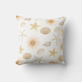 Peach Beach Seashells & Blume Moderner Glam Throw Kissen