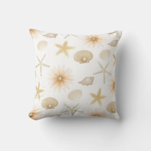 Peach Beach Seashells & Blume Moderner Glam Throw Kissen