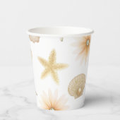 Peach Beach Seashells & Blume Summer Chic Paper Pappbecher (Rückseite)
