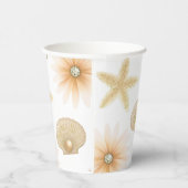 Peach Beach Seashells & Blume Summer Chic Paper Pappbecher (Rechts)