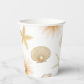 Peach Beach Seashells & Blume Summer Chic Paper Pappbecher (Vorderseite)