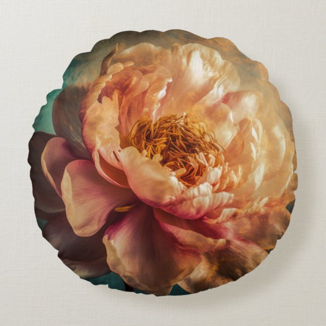 Peach Beauty Rundes Kissen (Vorderseite)